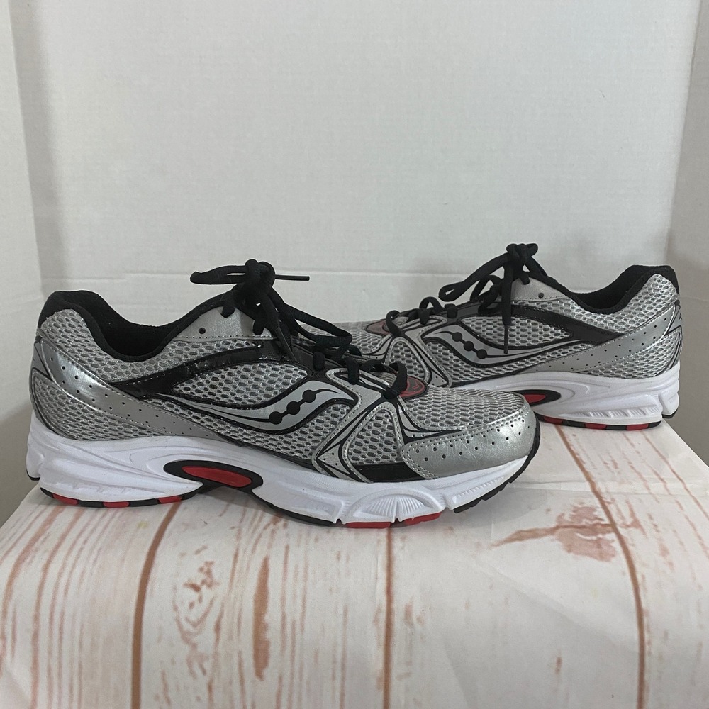 Saucony Cohesion 6 Mens Running Shoes Silver Black Red Size 9